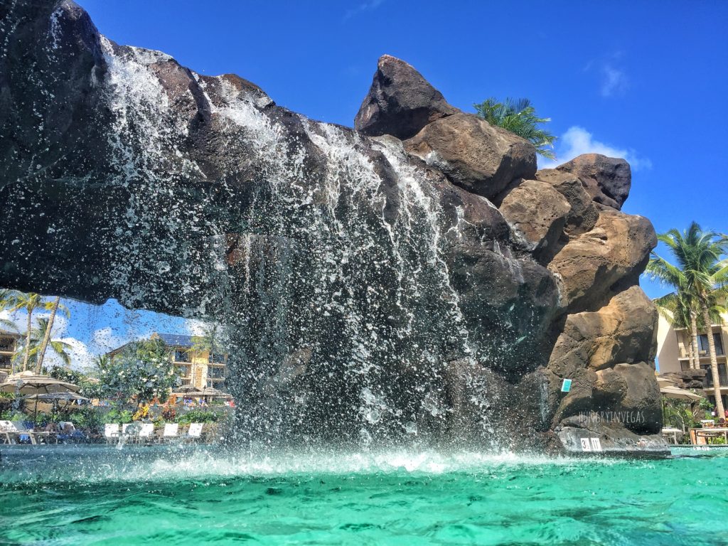 Stunning Walk-thru waterfall at Koloa Landing Resort